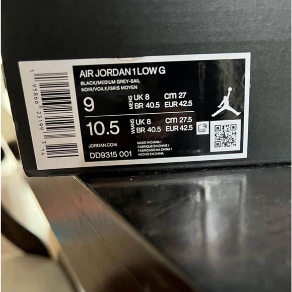 AIR JORDAN 1LOW G
BLACK/MEDIUM GREY-SAIL - Picture 5 of 5